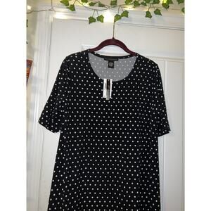 NEW Grace elements womens black white polka dot dress short sleeve MED MSRP $68